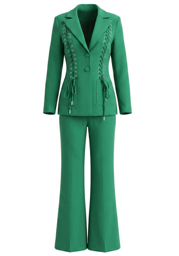 Lace Up Detail Suit Green