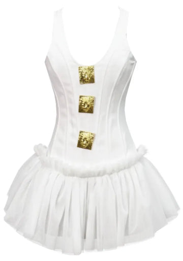 Mesh A Line Dress White