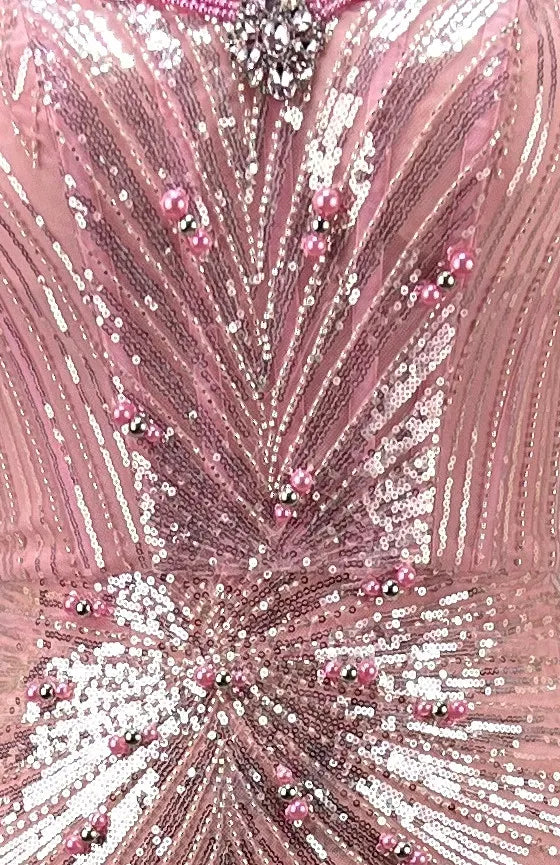 Embellished Bardot Sequin Maxi Dress Pink