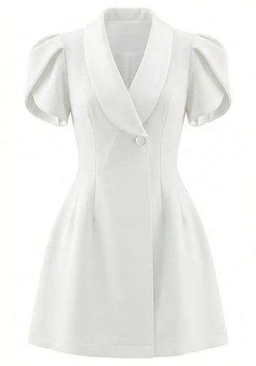 Short Sleeve A Line Dress White