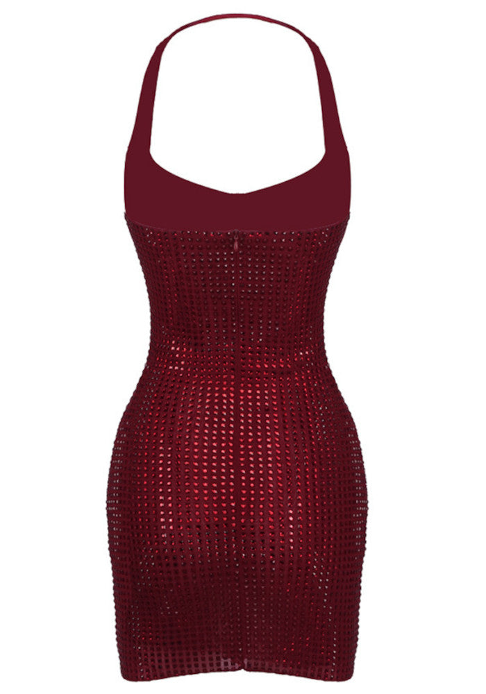 Halter Sparkly Dress Red