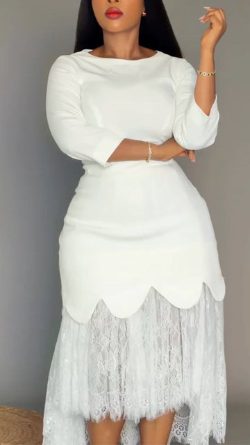 Women's Elegant Lace-Trimmed Dress
