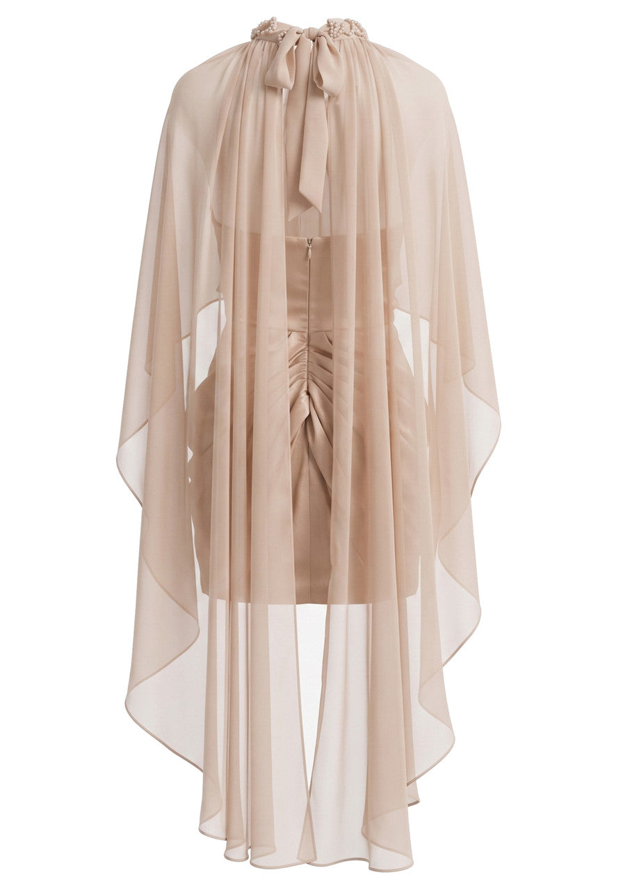 Draped Cape Dress Nude