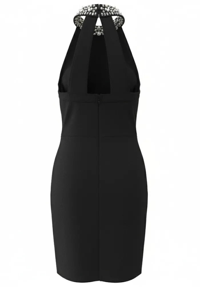 Halter Embellished Dress Black