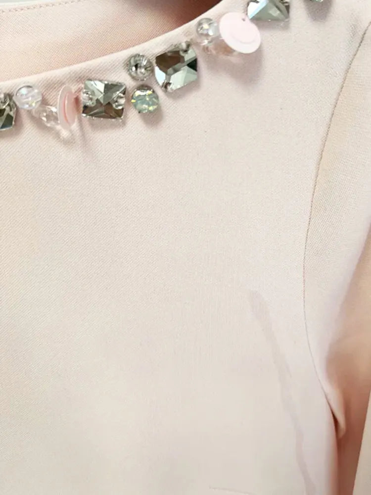 Long Sleeve Crystal Detail Maxi Dress Pink