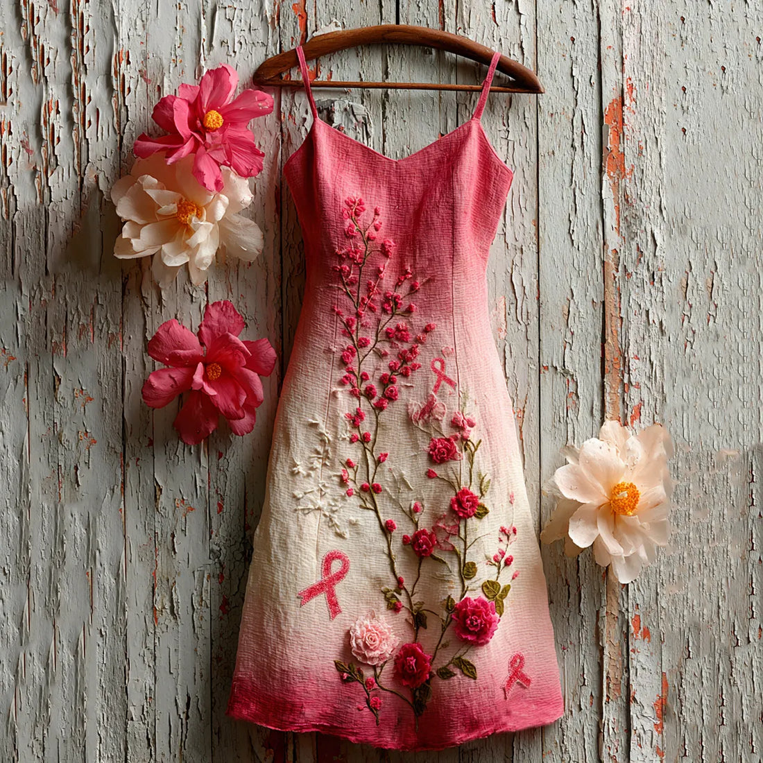 Women's Pink Rose Gradient Art Mini Elegant Dress