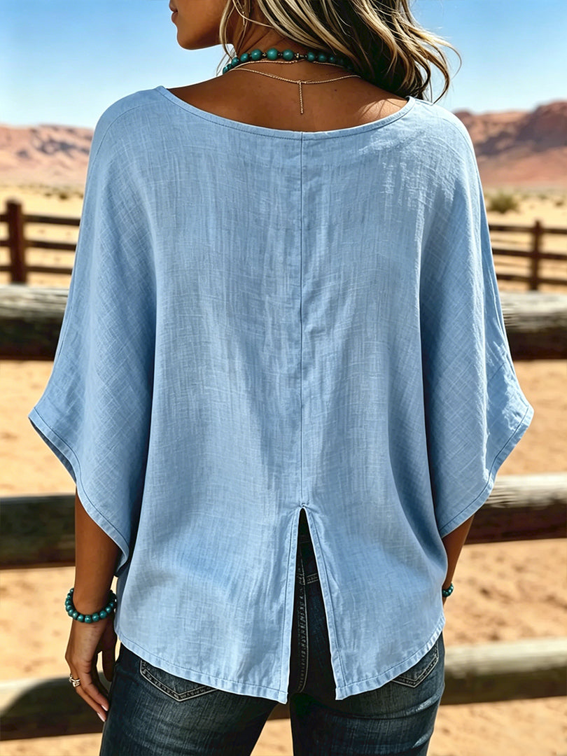 Women's Vintage Pocket Slit Patchwork Casual Shirt