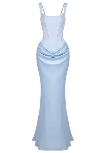 Draped Corset Maxi Dress Light Blue