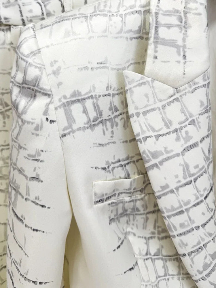 Crocodile Print Suit Ivory