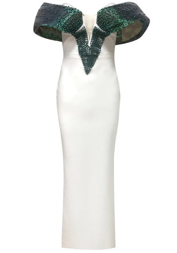 Bardot Pearl Maxi Dress Green White