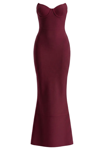 Strapless Bustier Maxi Dress Burgundy