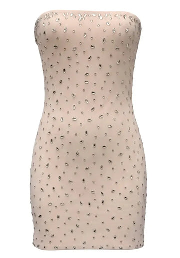Strapless Crystal Dress Nude