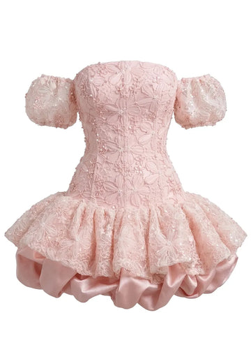 Floral Bubble Corset Dress Pink