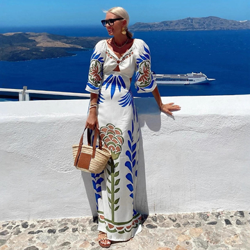 V Neck Printed Dress