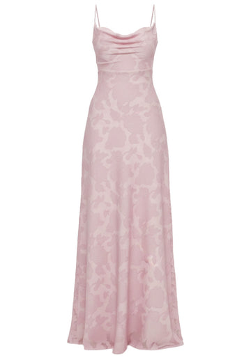 Floral Strappy Back A Line Maxi Dress Pink