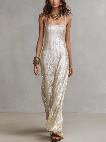 Bohemian Champagne Sequin Dress