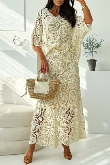 Women's Retro Crochet Lace Two-Piece Set