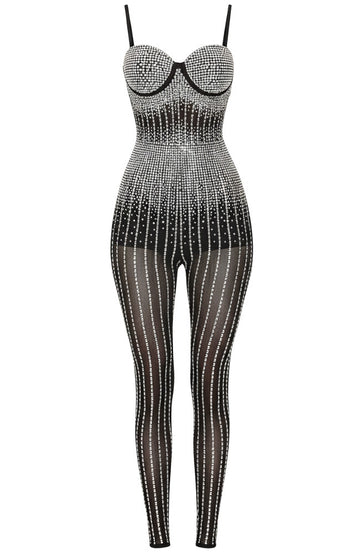 Crystal Bustier Jumpsuit Black