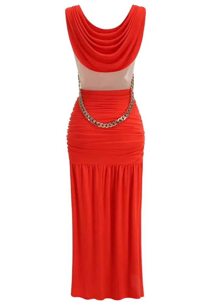 Draped Maxi Dress Orange