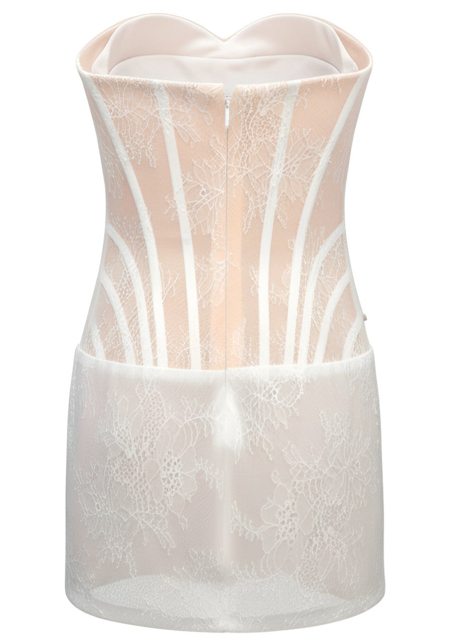 Strapless Lace Tassel Dress White
