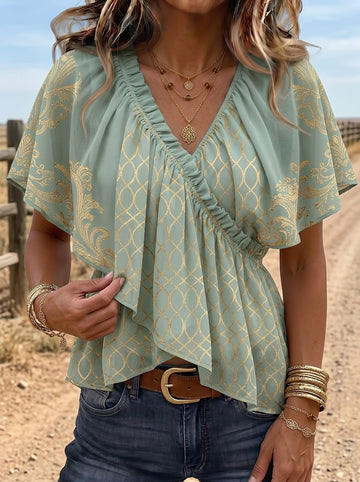 Vintage Floral Print Comfortable Summer Fabrics Casual Shirt