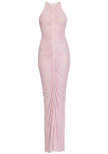 Embellished Ruched Maxi Dress Pink