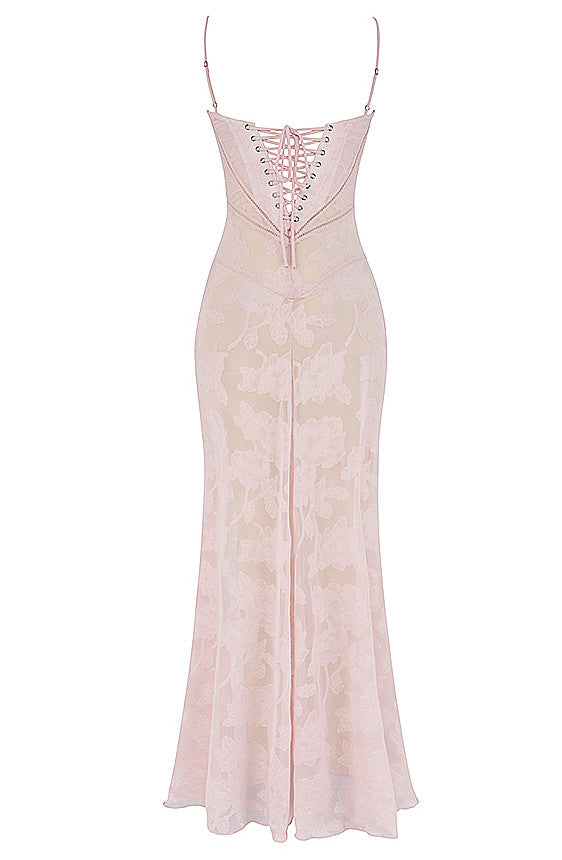 Floral Corset Maxi Dress Pink