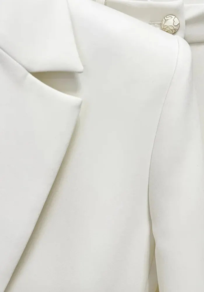 Crystal Belt Suit White
