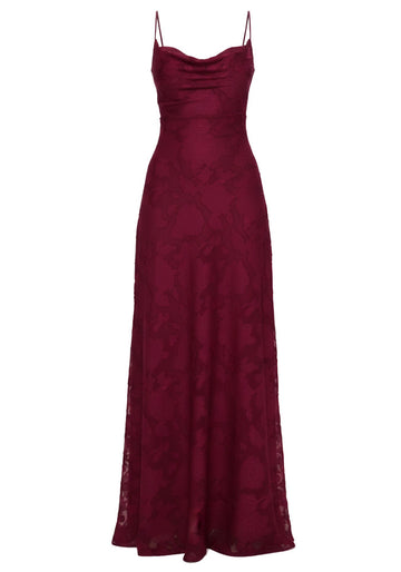 Floral Strappy Back A Line Maxi Dress Burgundy