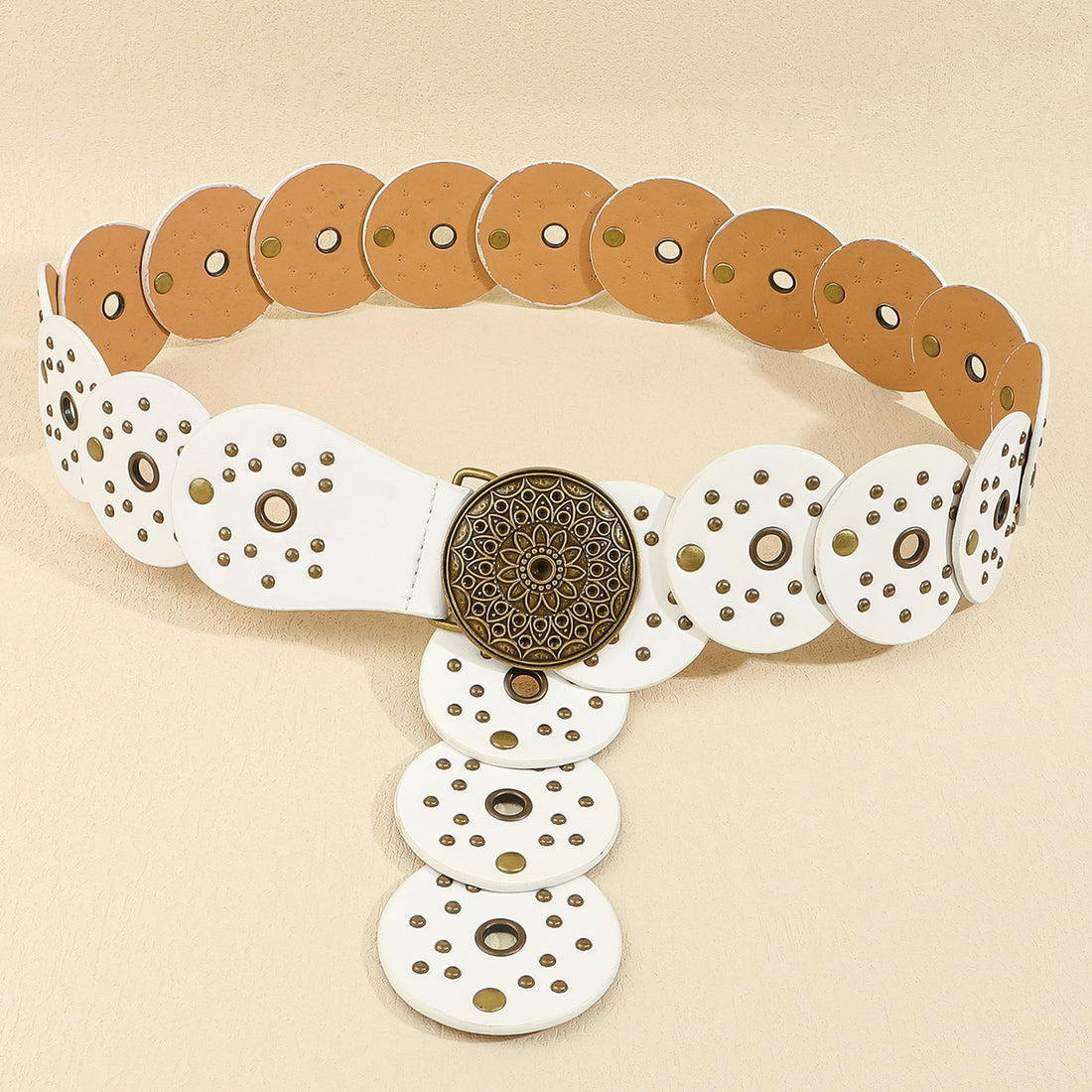 Retro Denim White Pattern Buckle Belt