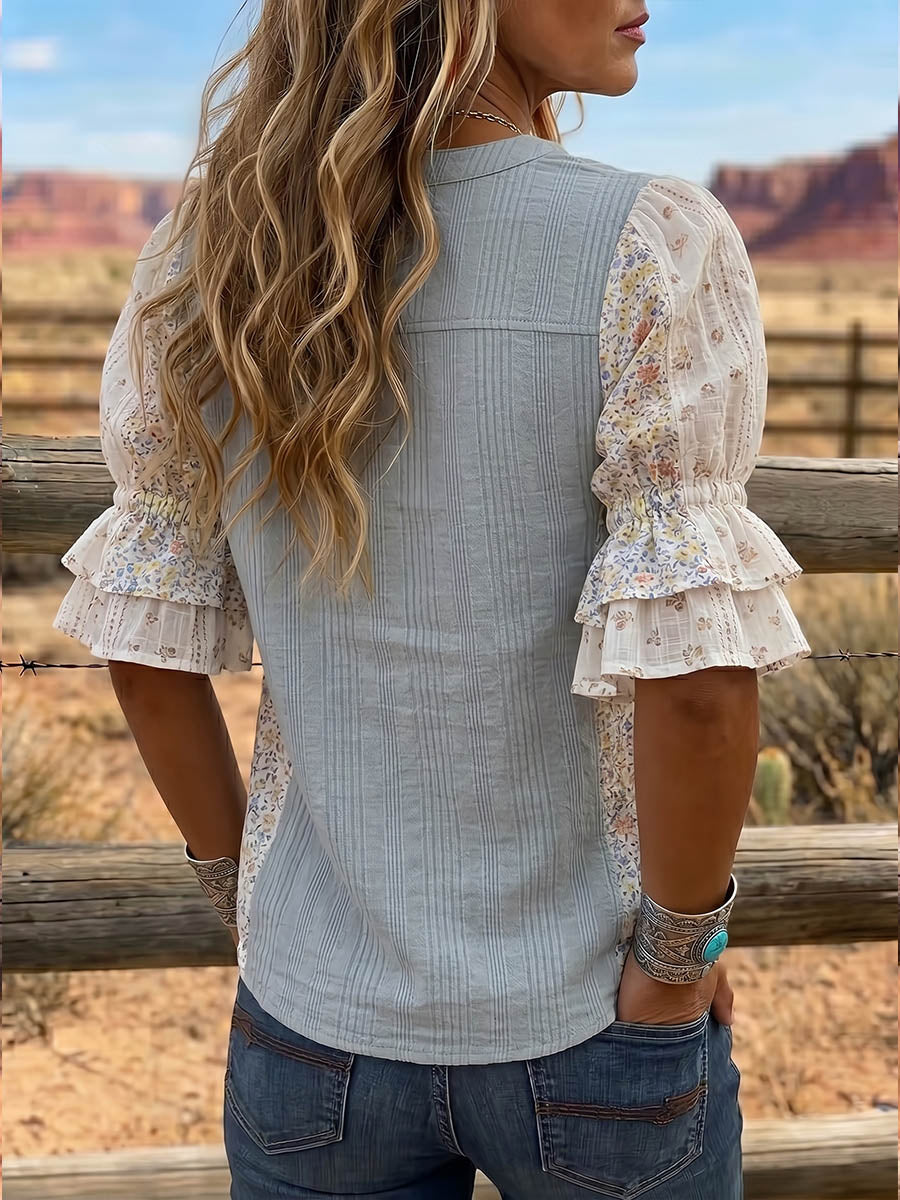 Vintage Art Independence Day Appliqué Embroidery Design Shirt