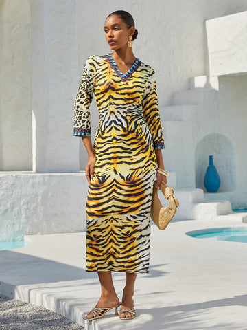Lady Lionheart Stretch Knit Fitted Maxi Dress