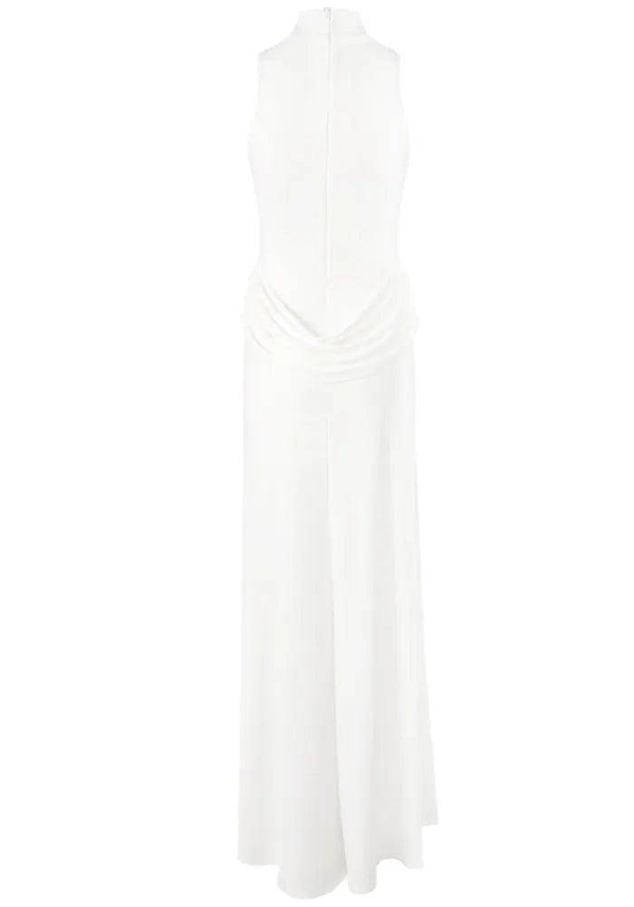 Draped Detail Maxi Dress White