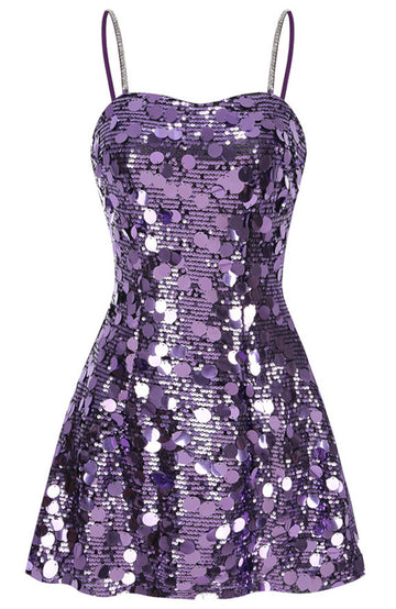 Sequin A Line Dress Purple