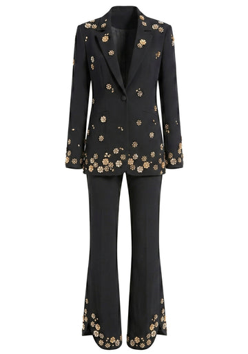 Crystal Flower Suit Black