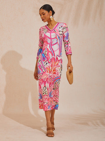 Blush&Beast Abstract Pink Paisley Stretchy Dress