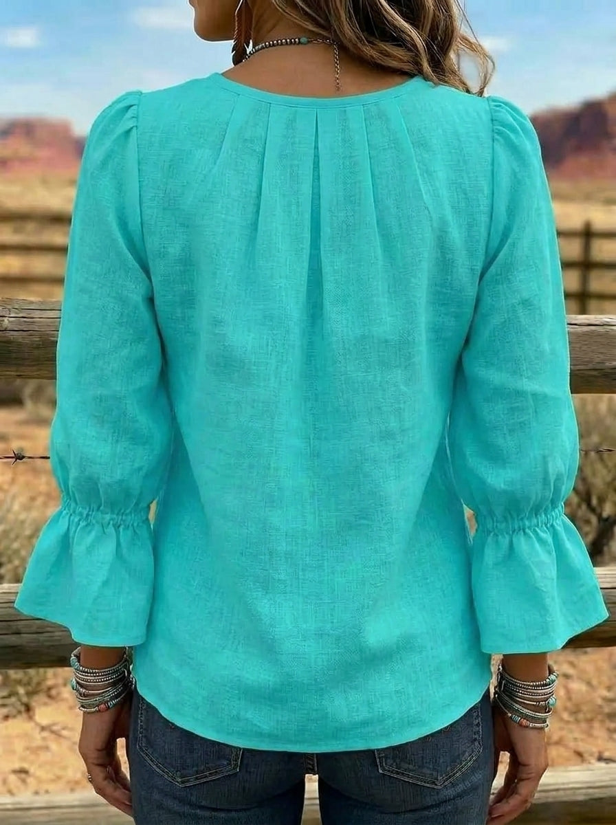Women's Retro Puff Sleeve Casual Shirt