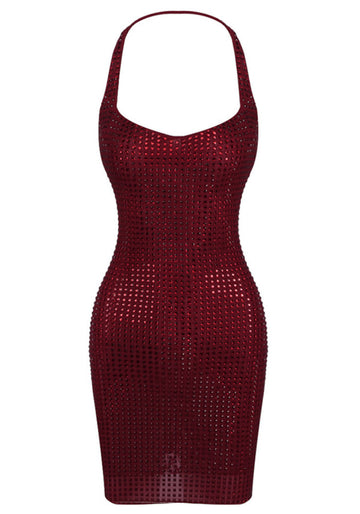 Halter Sparkly Dress Red