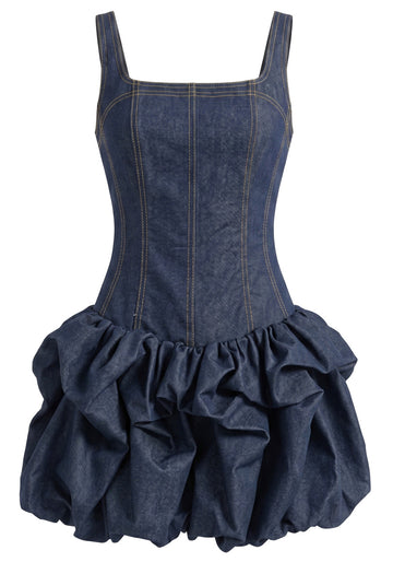 Bubble Denim Dress Blue
