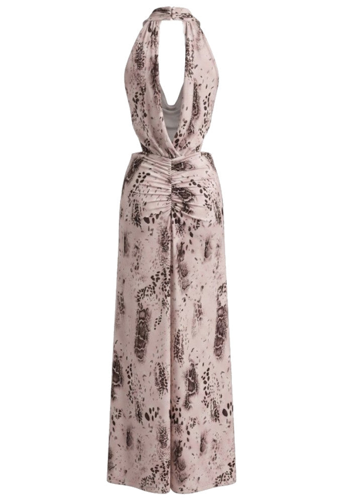 Floral Plunge V Neck Maxi Dress Pink
