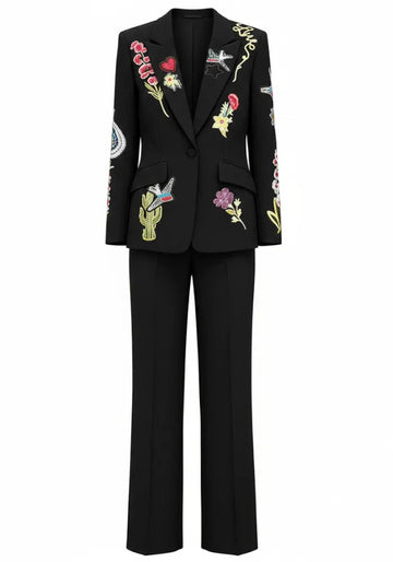 Embroidered Suit Black