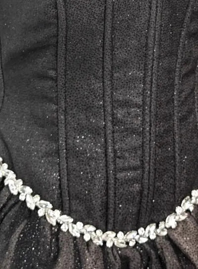Strapless Crystal Corset A Line Dress Grey