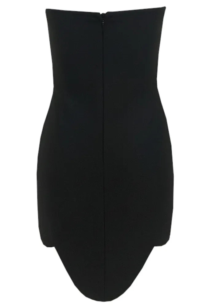 Strapless Crystal Hem Dress Black