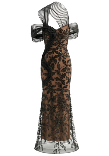 Bardot Sequin Floral Maxi Dress Black