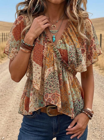 Vintage Floral Print Comfortable Summer Fabrics Casual Shirt