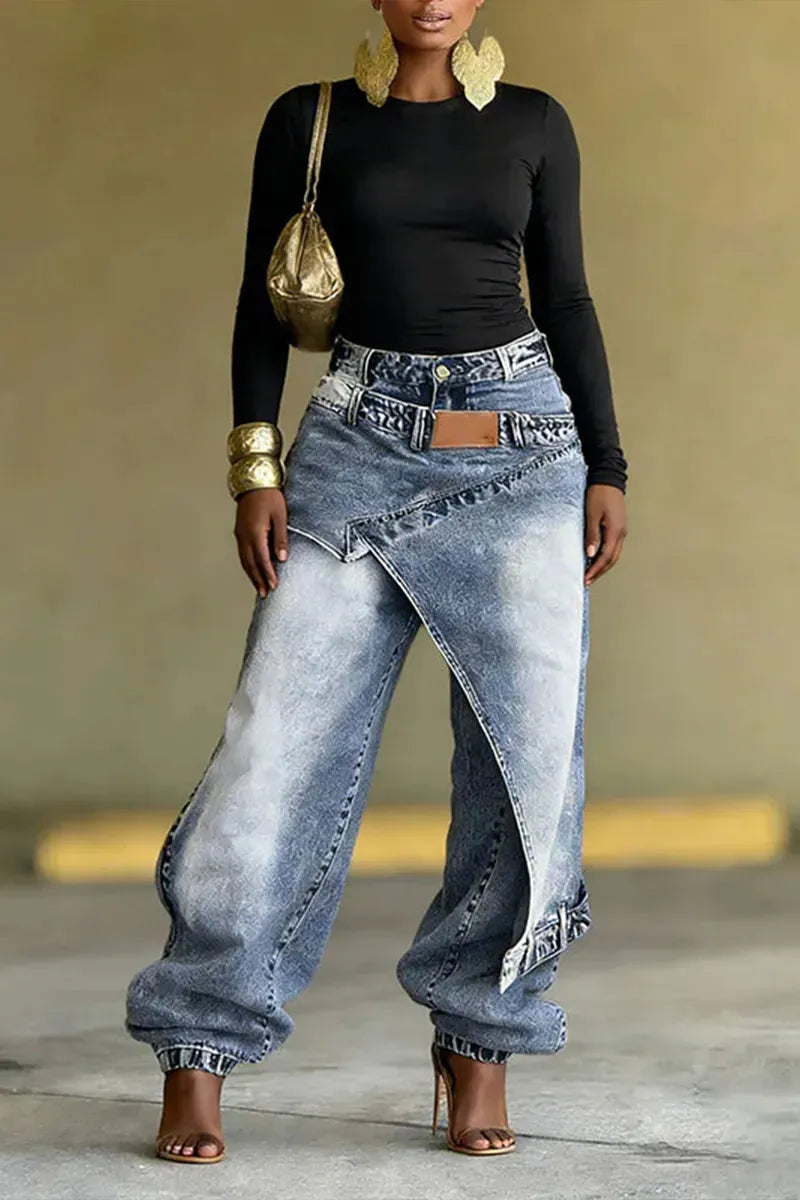 Women's Two-Piece Street Style Fashion Jeans&Diamond Jeans