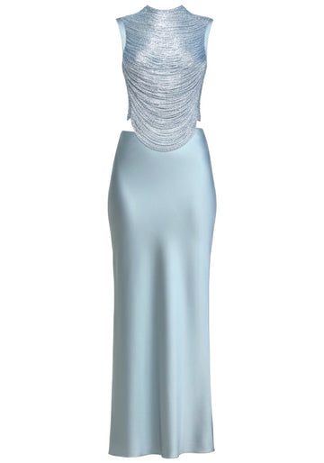 Tassel Detail Two Piece Maxi Dress Light Blue