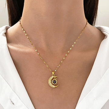 Elegant Diamond Moon Necklace