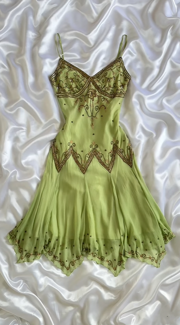 Green Beaded Short Chiffon Homecoming Dress Prom Dress Evening Dress Birthday Party Dress