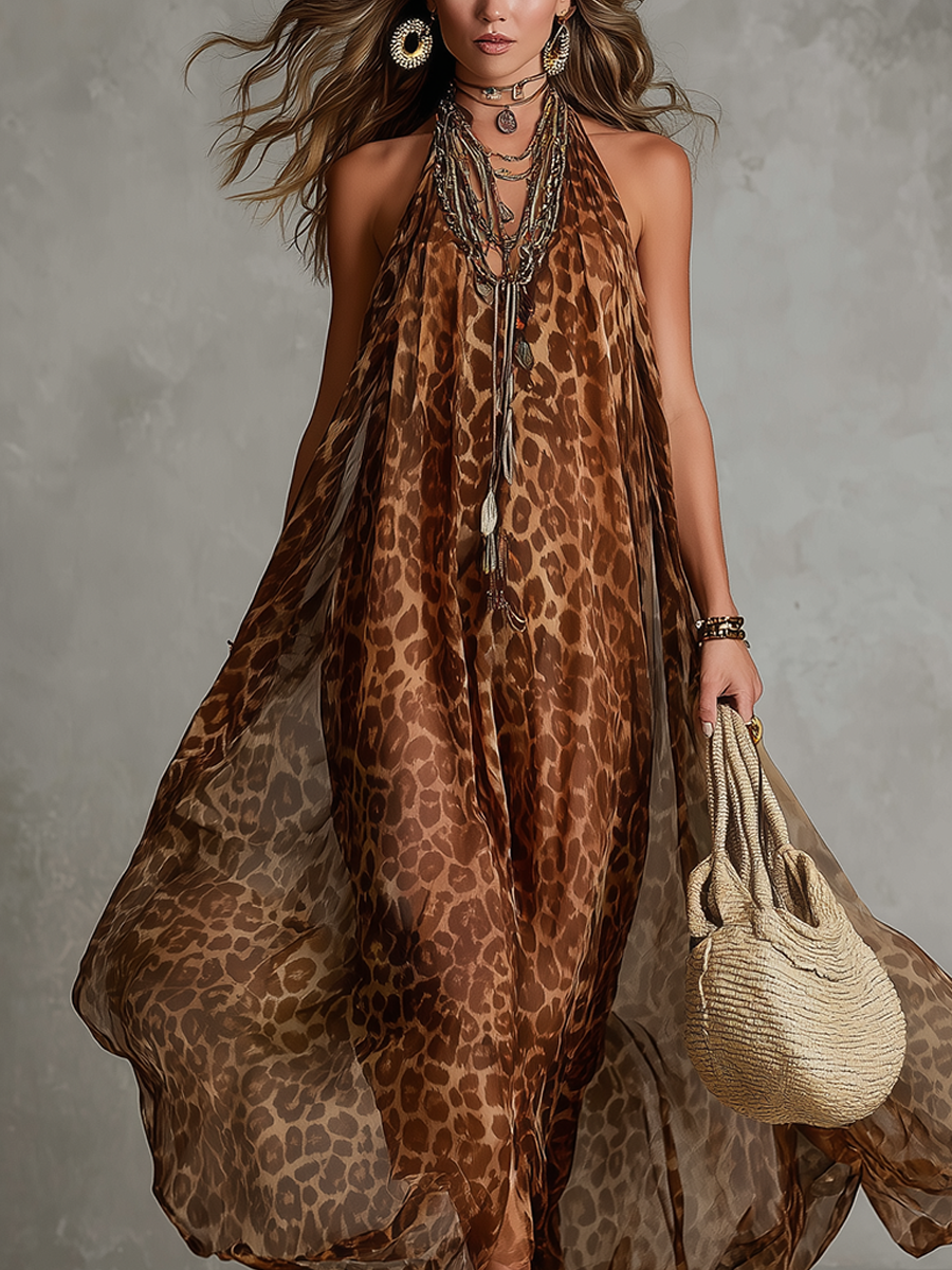 Create A Sexy Vacation Style Leopard Print Maxi Dress